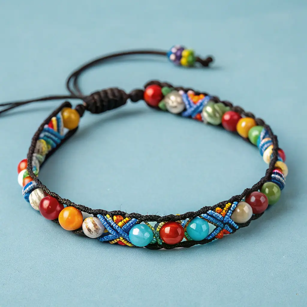Woven Silk Beaded Necklace